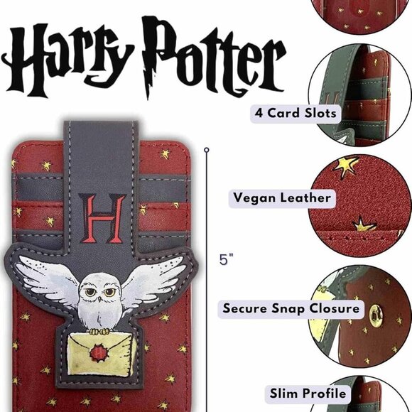 Owl Hedwig Wallet Faux Leather Slim Compact Card Holder with ID Window - Picture 3 of 6